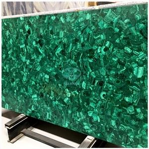 Placă de piatră prețioasă de malachit verde